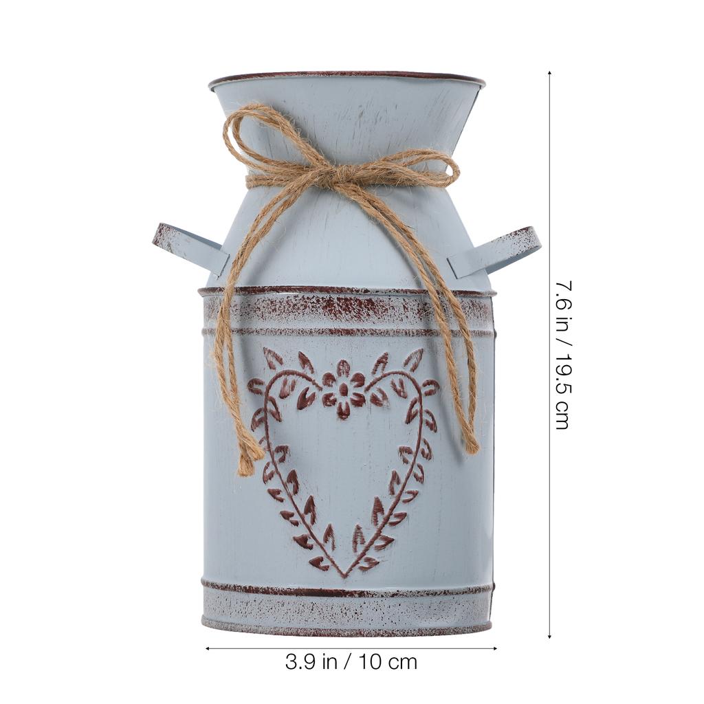 Sticlă de lapte vintage în formă de inimă, aranjament floral, decor rustic pentru casă, vază de nuntă