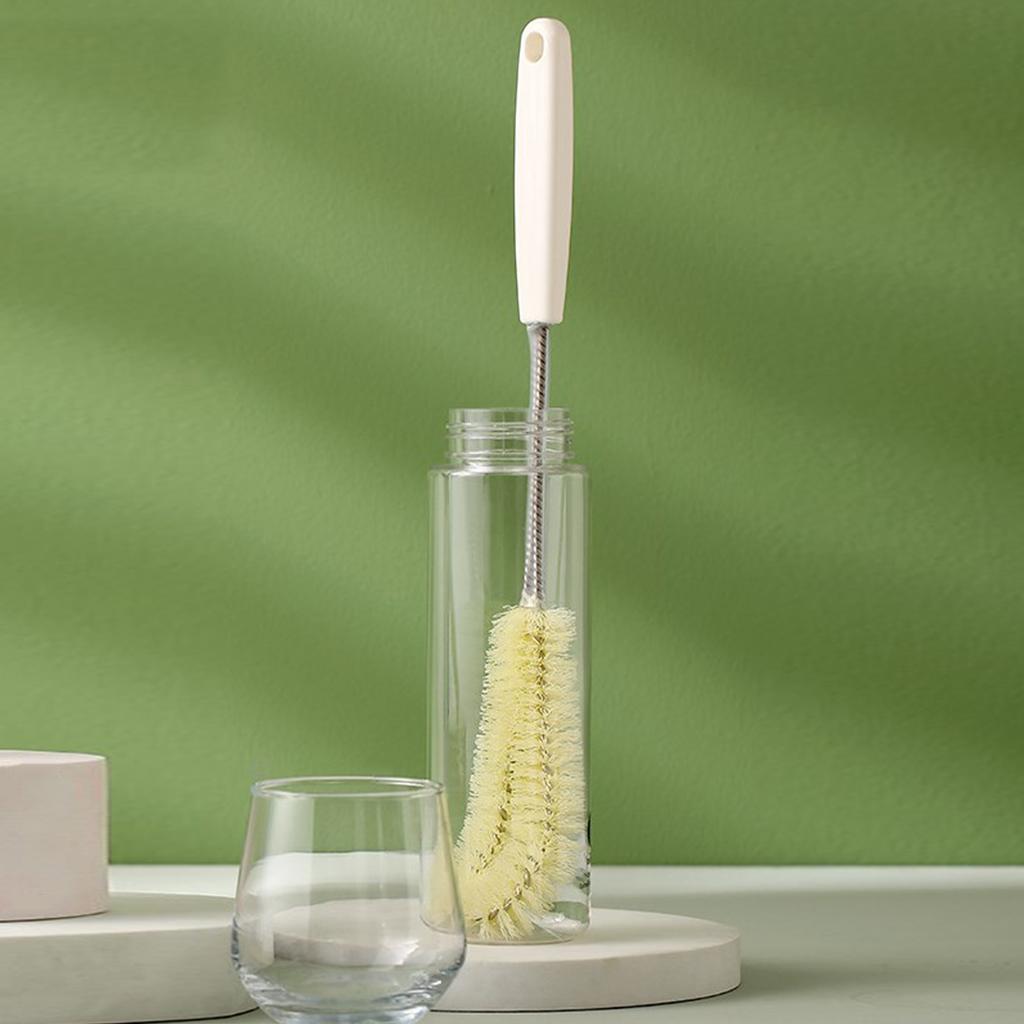 Curved Head Bottle Cleaning Brush Ergonomic Long Handle Stainless Steel Nylon Bottle Brush Cleaner