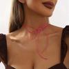 Vintage Black Bowknot Rope Chain Necklace for Women Elegant Weave Knotted Bowknot Ribbon Adjustable Chain Choker Y2K Jewelry