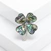 St. Patrick's Day Luxury Shell Four Leaf Clover Brooches for Women Plant Pins Keychain Event Party New Gifts Jewelry Accessories