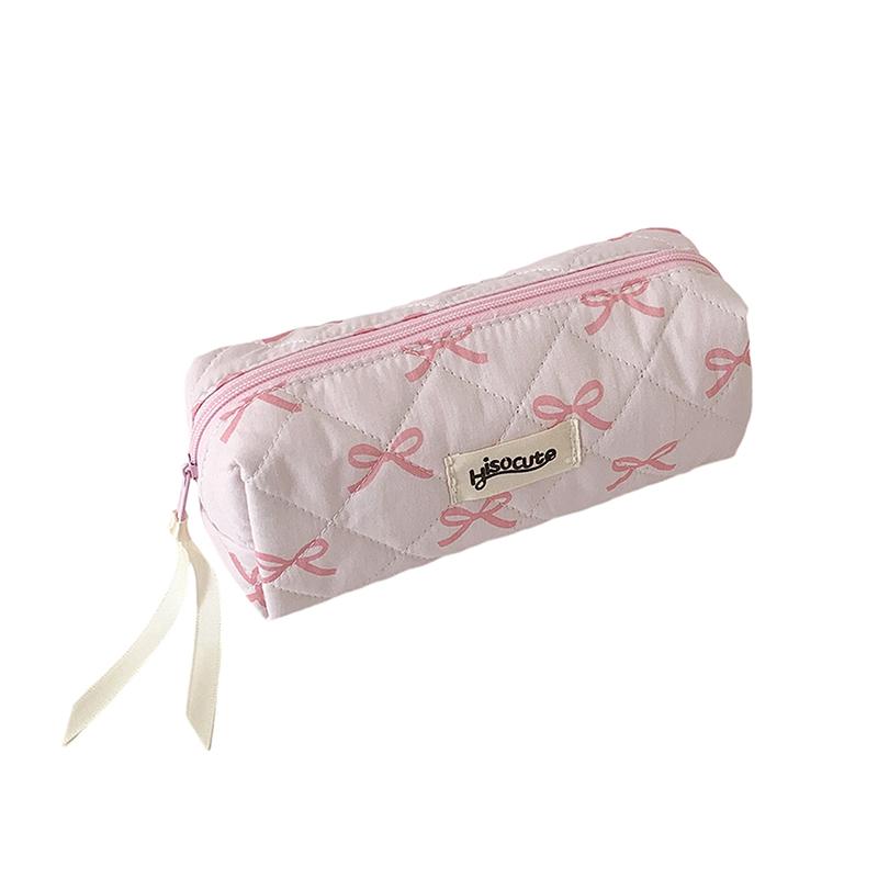 

Sweet Girl Pencil Pouch Bow Ribbon Decoration Fabric Pencil Pouch School Stationery Organizer Kawaii Pencil Bag розовый