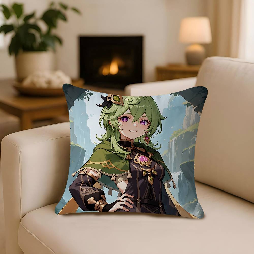 Collei Genshin Impact 45*45cm Cushion Cover Pillow Cover Decor Pillowcase Home Pillowcase For Couch Pillow