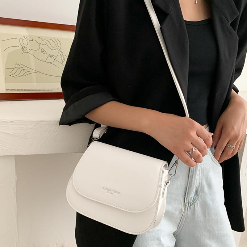 Sac à bandoulière de selle en cuir PU pour femmes, sac à main Simple à rabat de couleur unie, pochette