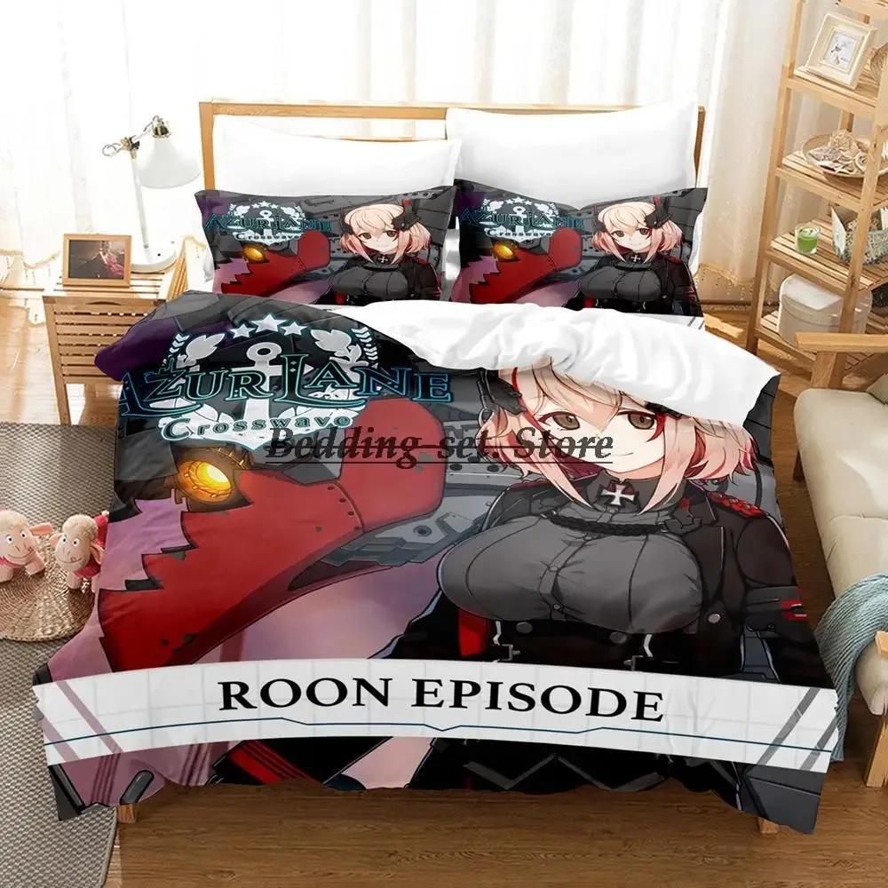 Azur Lane Bettwäsche Set Einzelbett Twin Full Queen King Size Bettset Aldult Kind Schlafzimmer Bettdeckenbezug Sets 3D Druck Anime Bettlaken Set