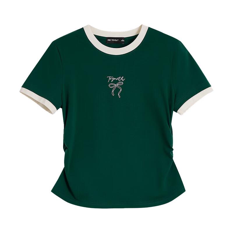 Women's 5A Antibacterial Ice Porcelain Cotton T-Shirt with Bowknot Embroidery