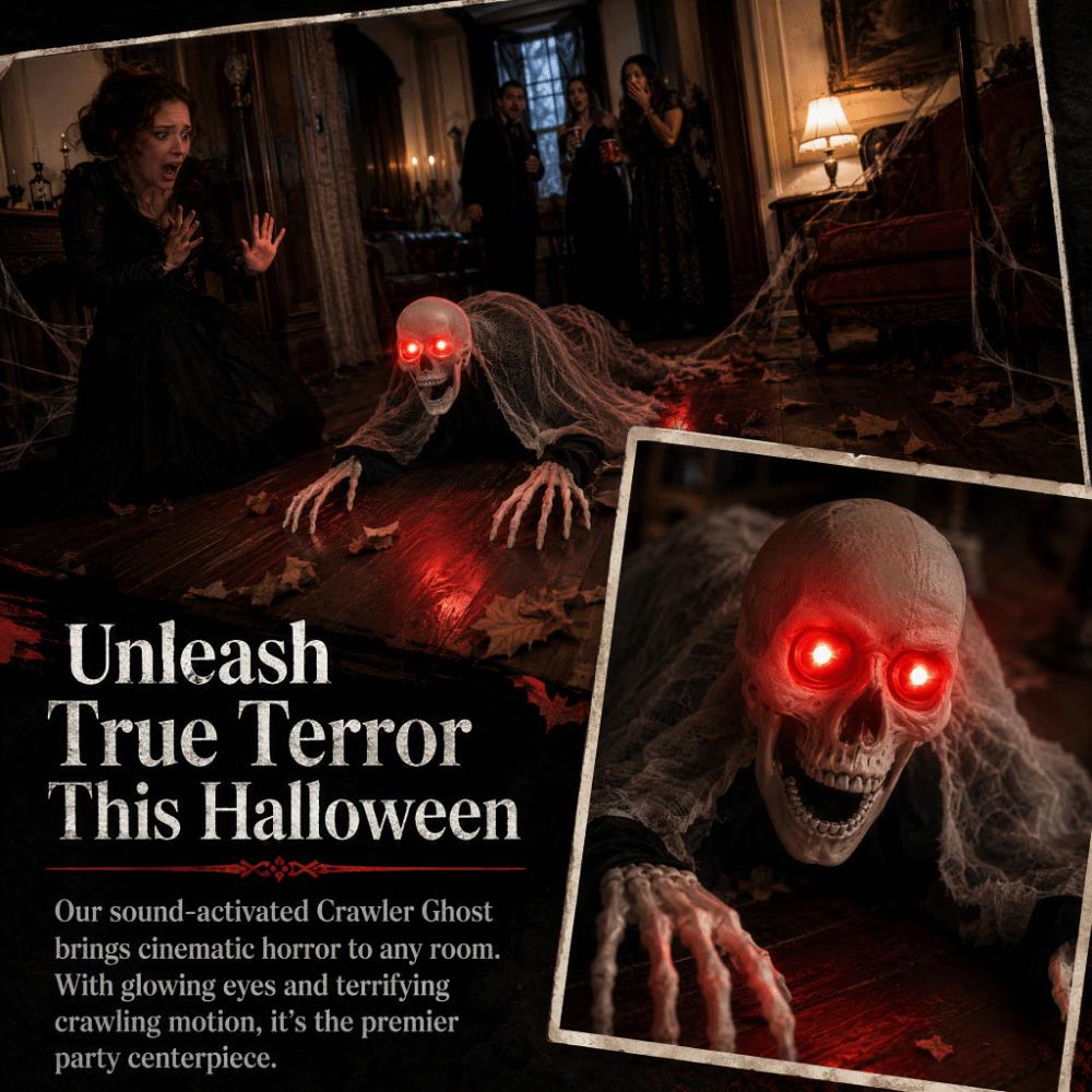 Voice Control Halloween Crawling Ghost Glowing Red Eye Automatic Waving of Both Hands Yard Bloody Zombie Folding Ghostly Scream