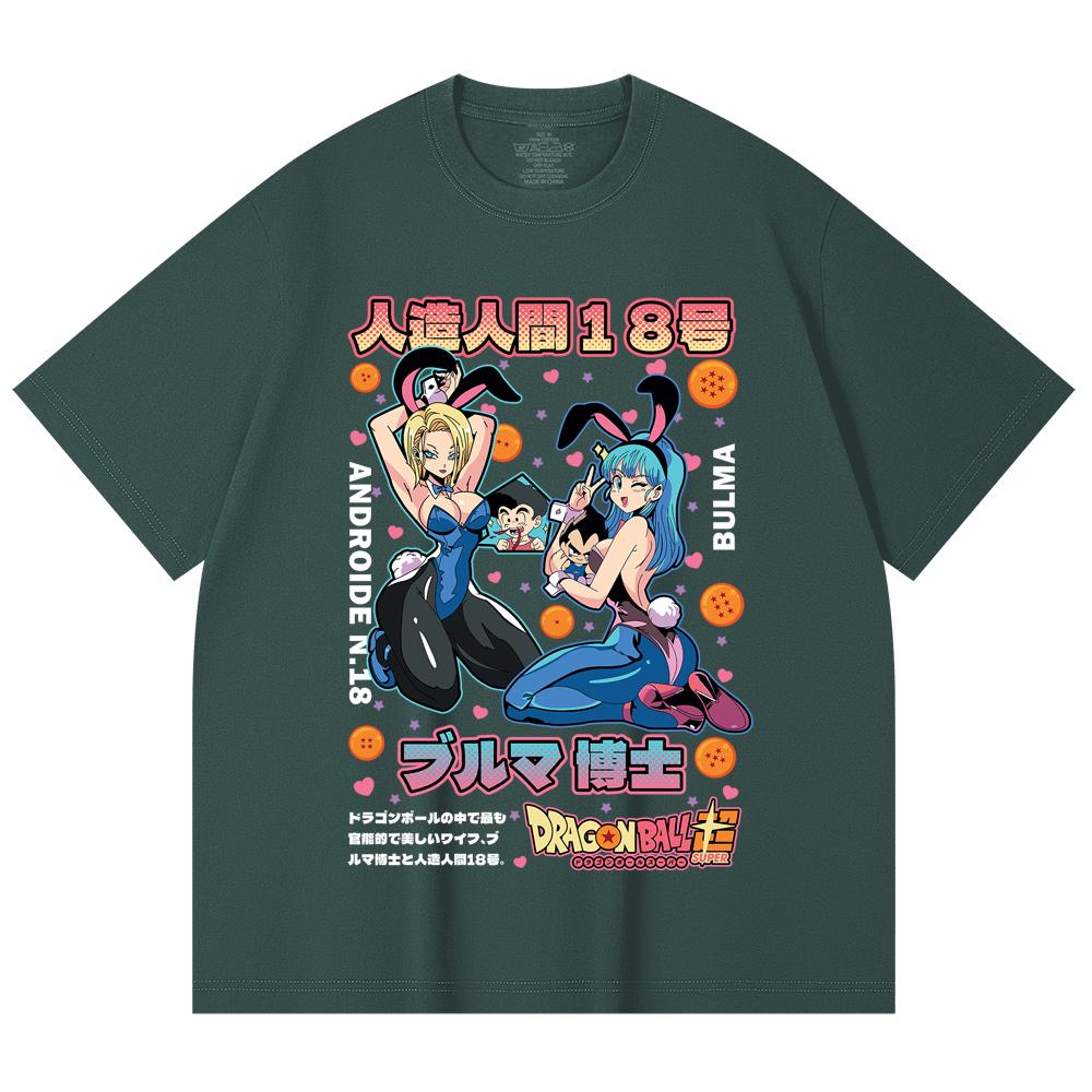 230 Gsm 100% Cotton Dragon Ball V26 Bulma Android Print Unisex Heavy Cotton T Shirt