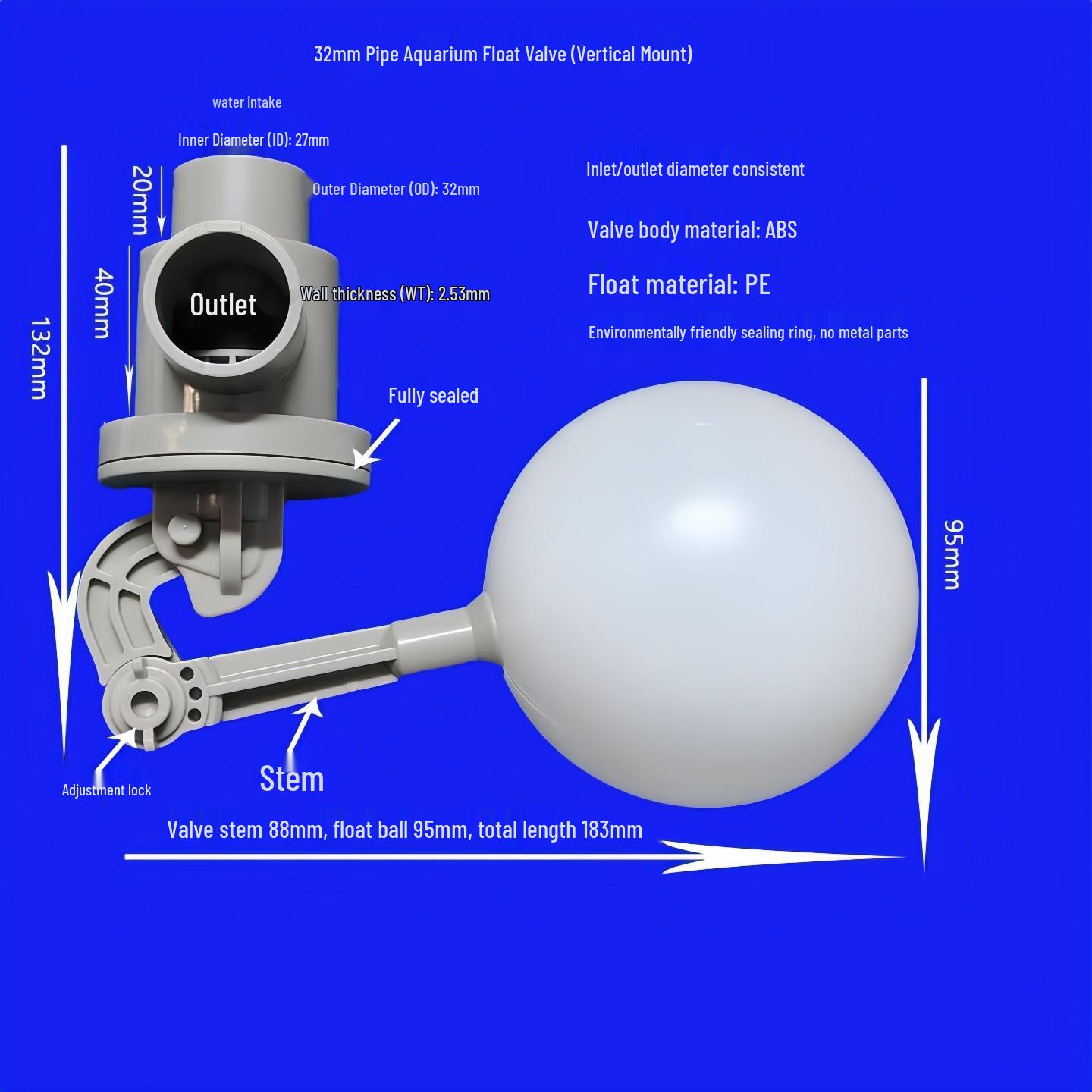 Fish Tank Bottom Filter with Float Valve & Automatic Water Stop