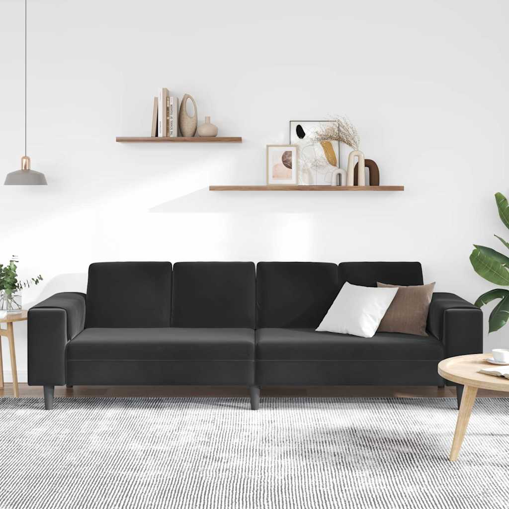 Living Room Sofa Black 250 x 77 x 76 cm