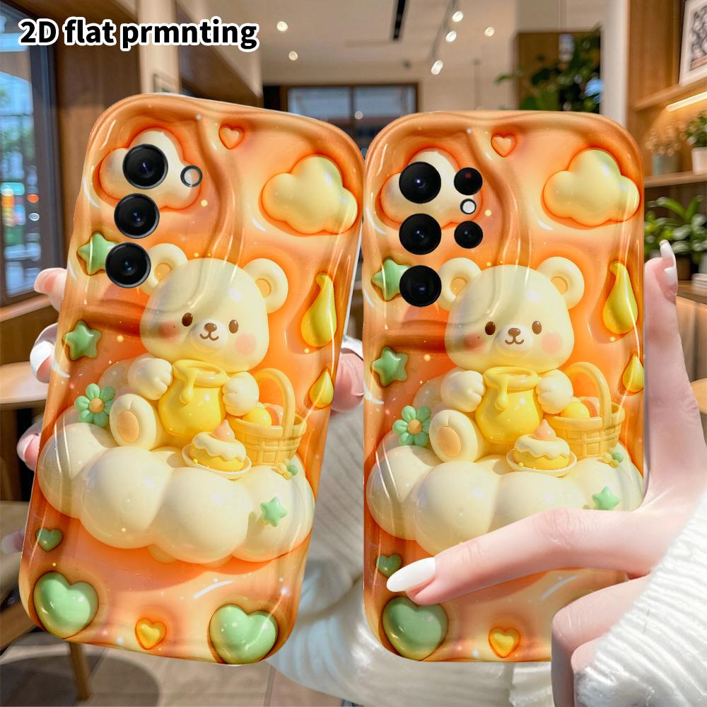 Phone Case: 2D flat, fits Samsung Galaxy A34 A35 M05 M06 S20 S22 S21 FE Plus 5G, peach honey little white bear, perfect Christmas and Halloween holida