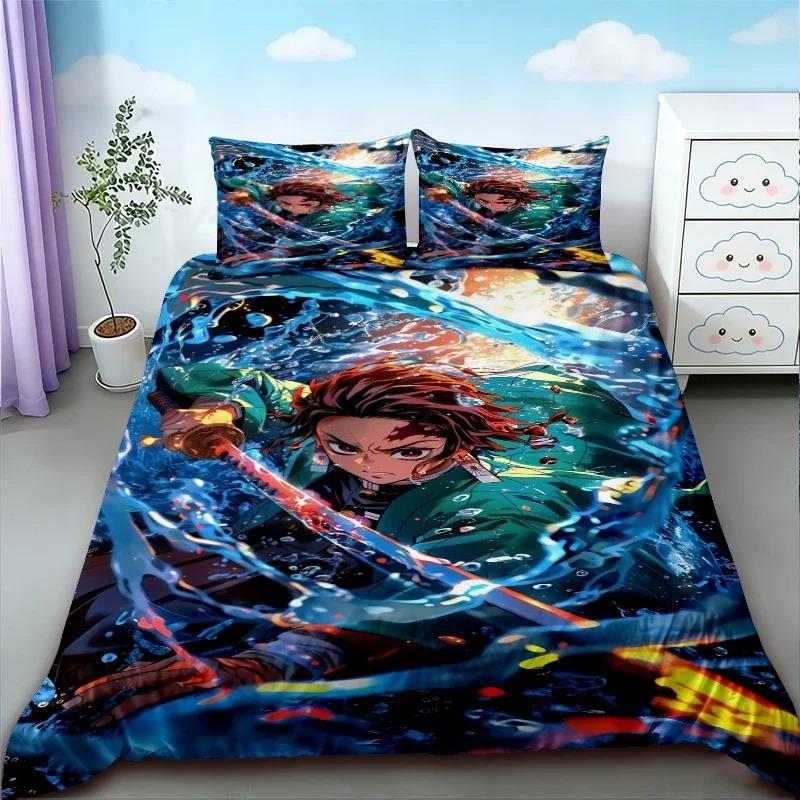 Anime Bed Linen Set King Queen Double Full Twin Single Size Demon-Slayer Duvet Cover Set