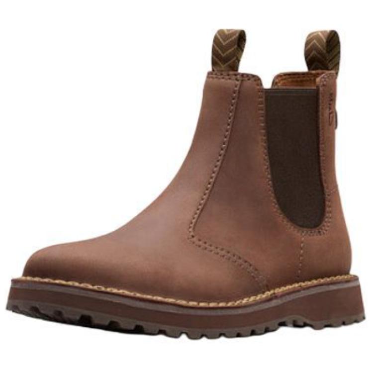 Clarks Two-Layer Cowhide Round Toe Lightweight Mid-Calf Chelsea Boots 3Cm Men boots Brown 261789887