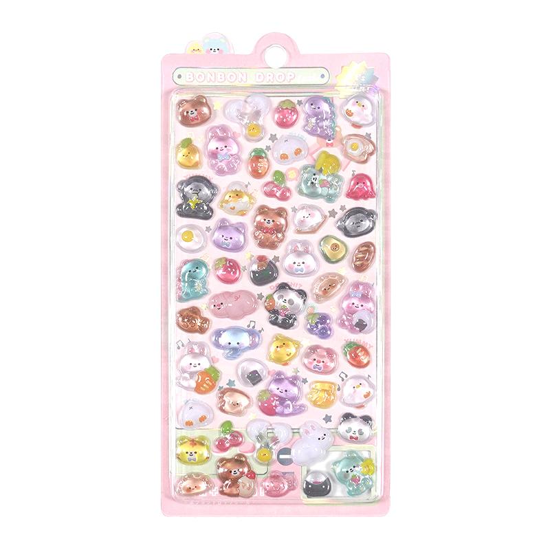 3D Relief Stickers Scrapbooking Creative Ghost Bear Rabbit Diy Diary Stationery Sticker Decor Cute Aesthetic Stickers