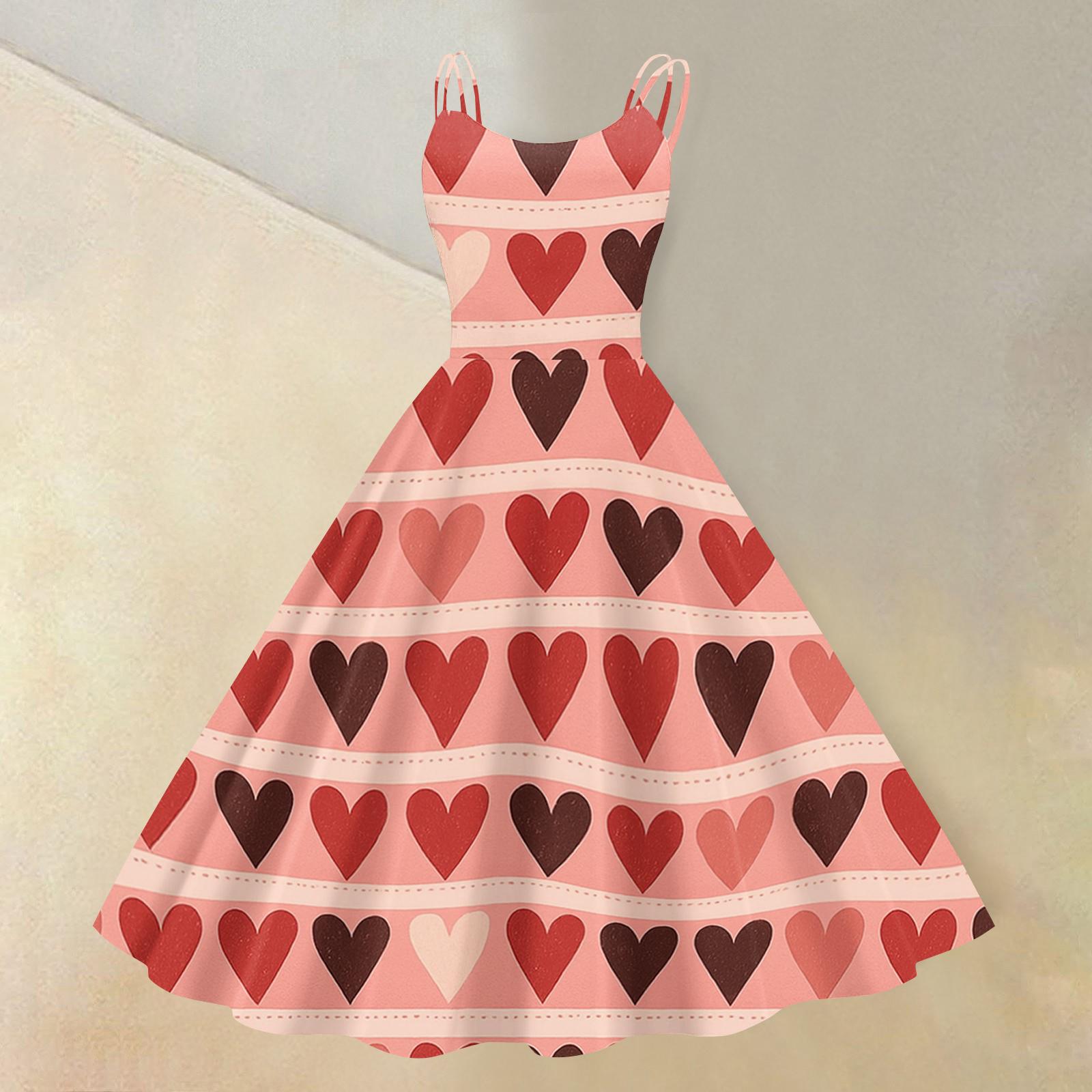 

Women s Valentine s Day Floral Print Sexy Off-Shoulder Punk Retro Dress XL арбуз красный