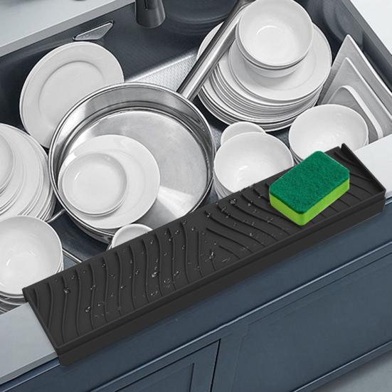 Silicone Sink Edge Protector Splash Guard with Suction Cup Anti-slip Multifunction Countertop Kitchen Bathtub Sink Wash Basin Anti-splash Tray Sink