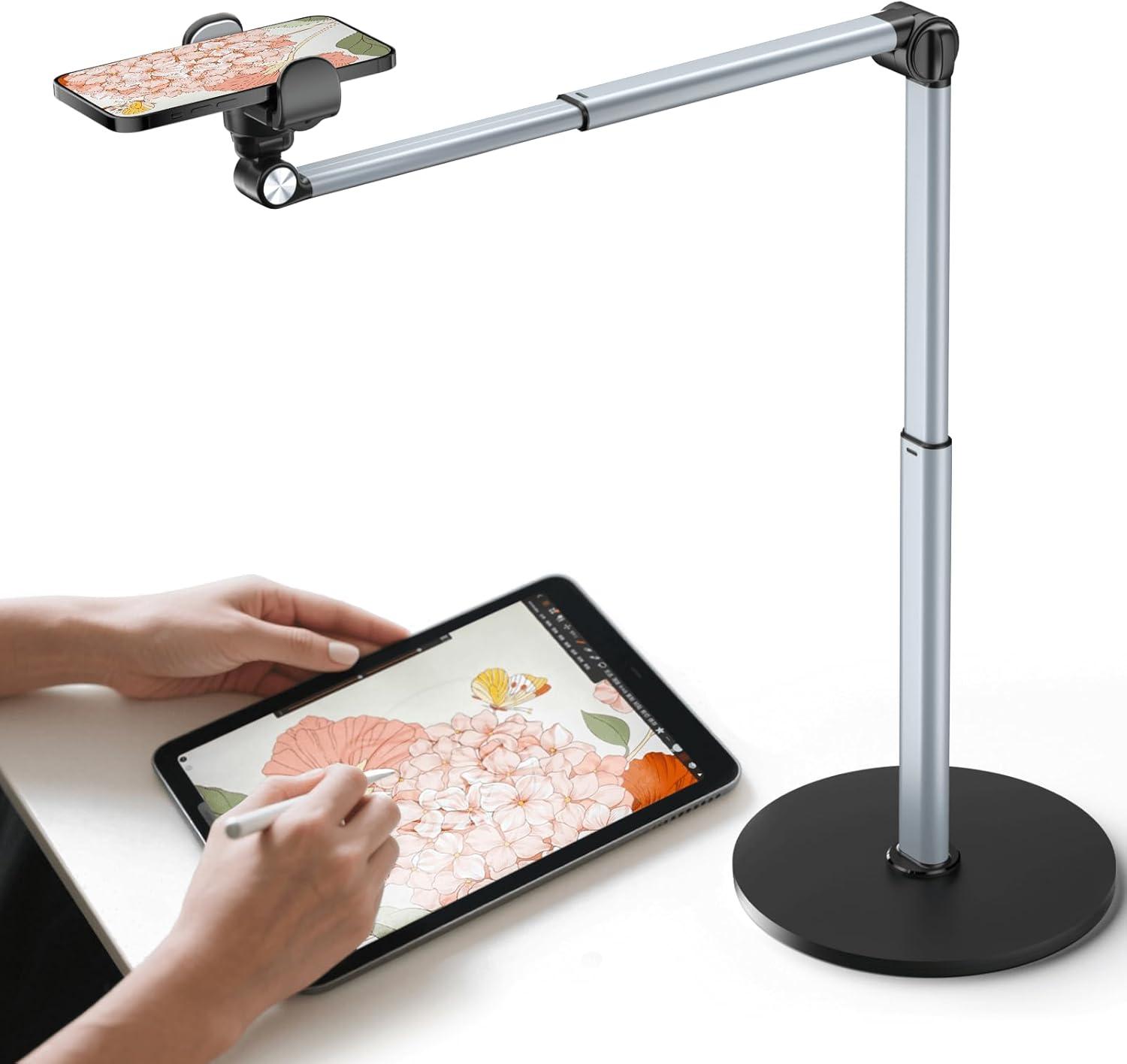 

Eary Magnetic Overhead Phone Stand for Desk 360°Rotate Holder for Recording Cooking Painting Zoom Meetings Tik Tok Live & Gaming