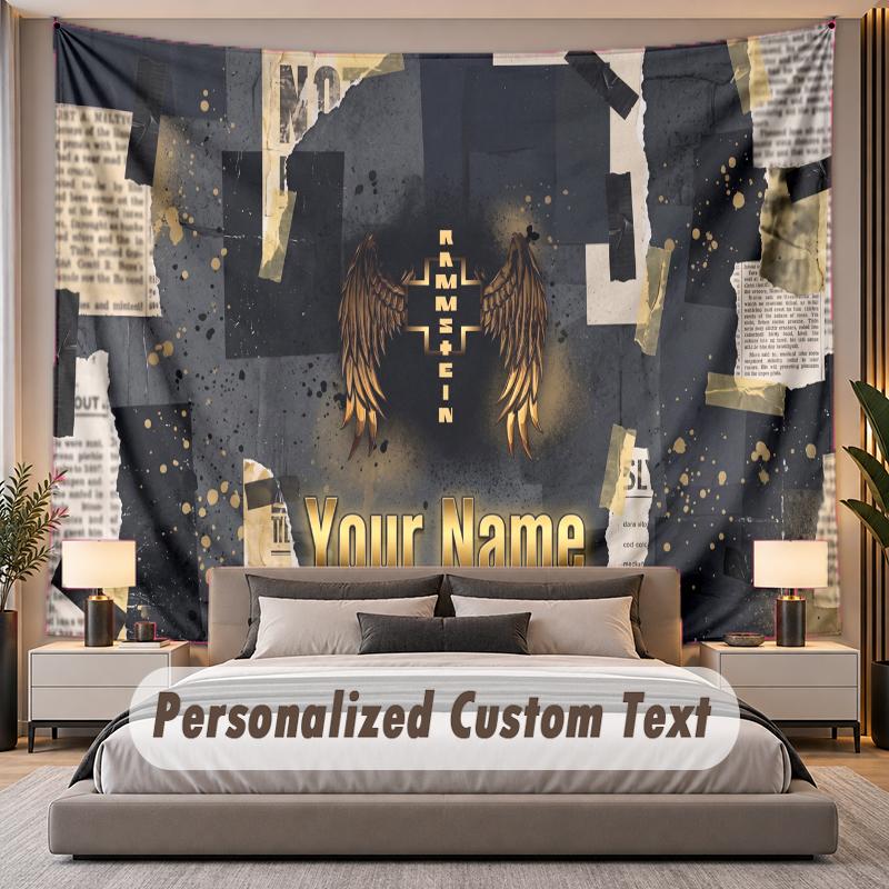 Custom Name Text Tapestry Rammstein Personalized Polyester Wall Tapestry For Bedroom And Room
