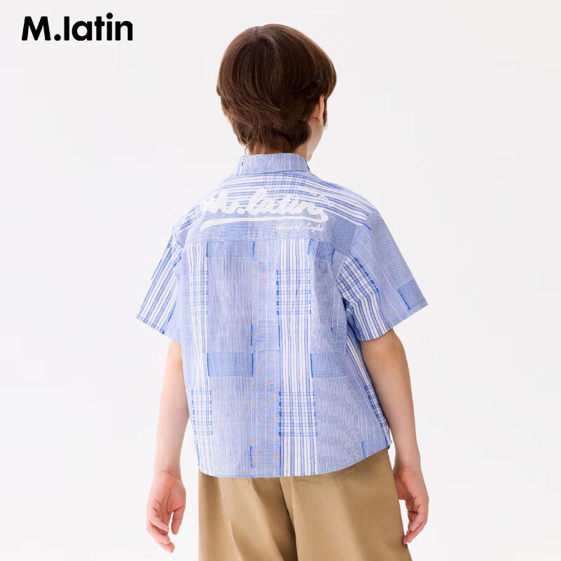 M.Latin Boys  American Retro Short Sleeve Cotton Shirt 130