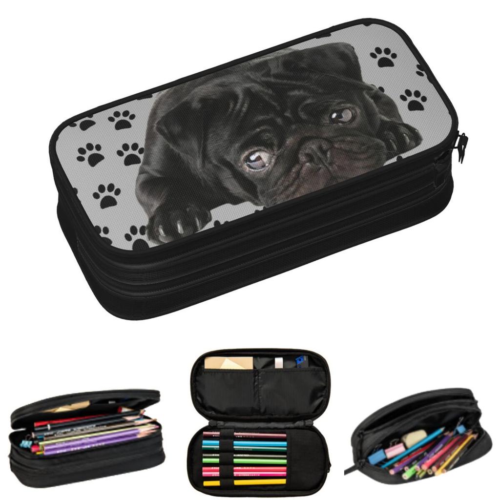 Lovely Puppy Cute Pug Dog Pencil Cases for Students School Pen Box Pencil Bag Large Capacity Pencil Pouch