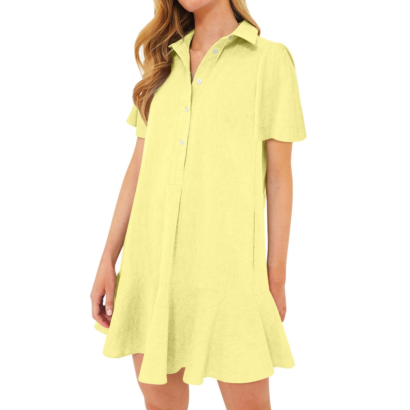 

Женские платья с короткими рукавами и оборками XXL жёлтый