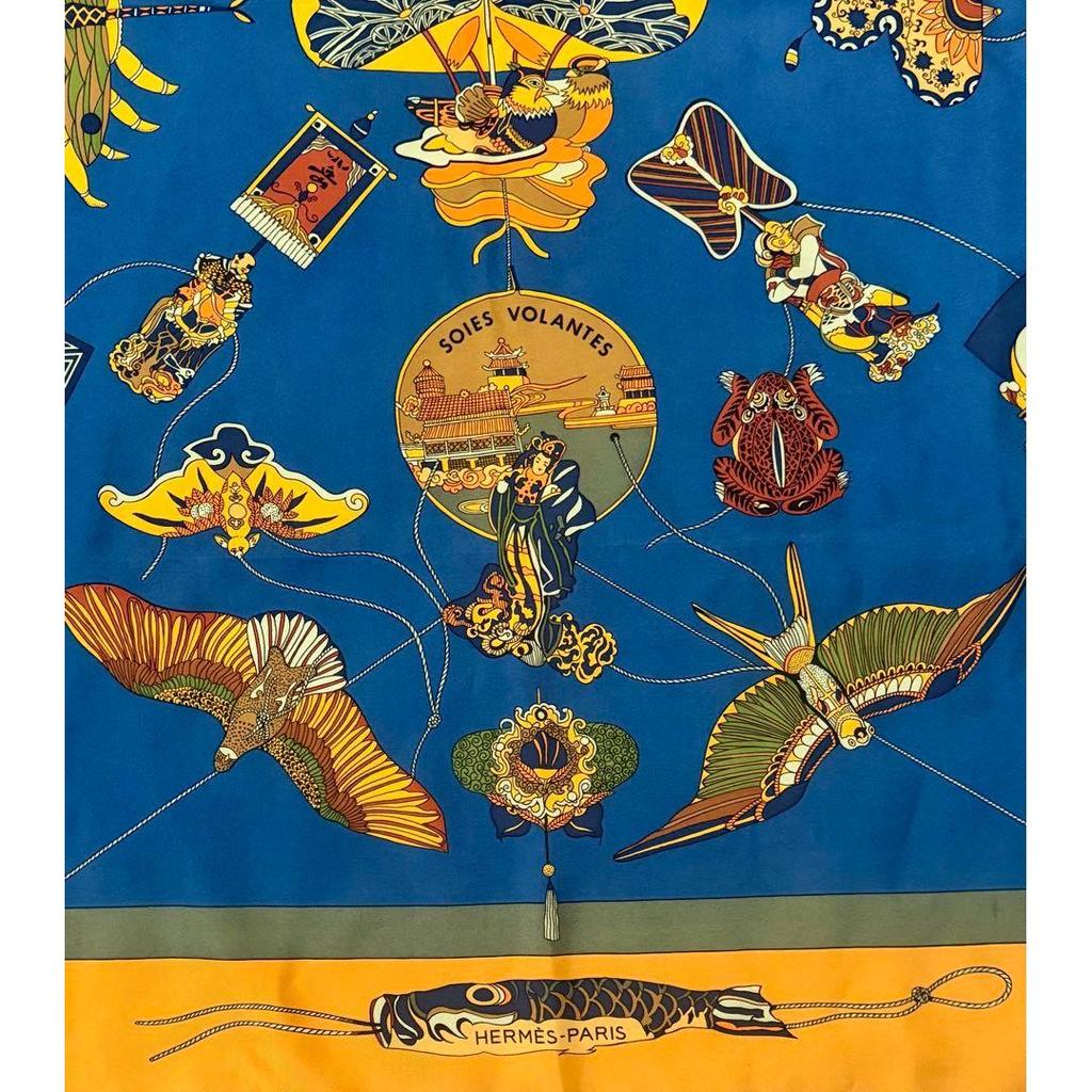 Used HERMES scarf SOIES VOLANTES