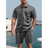 Summer Men's Casual Sportswear Polo Shirt With A Lapel Men's Short-sleeved Shirt And Shorts, Jacquard Texture Suit