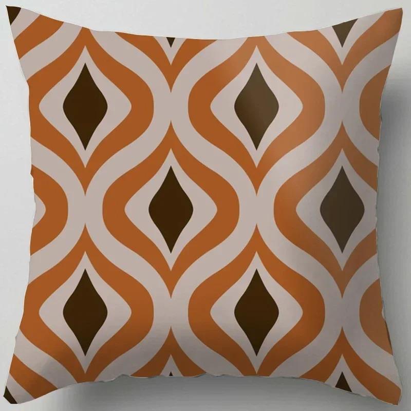 Housse De Coussin Pour Canapé, Décoration Moderne Pour La Maison, Salon, Bureau, Taie D'oreiller Géométrique Orange