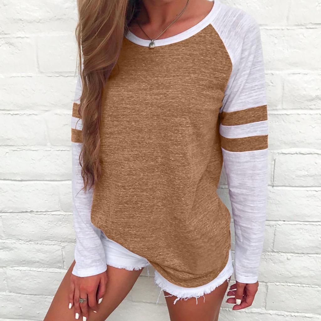Women's /Winter Fashion Long Sleeve Splice Blouse Tops Clothes T Shirt