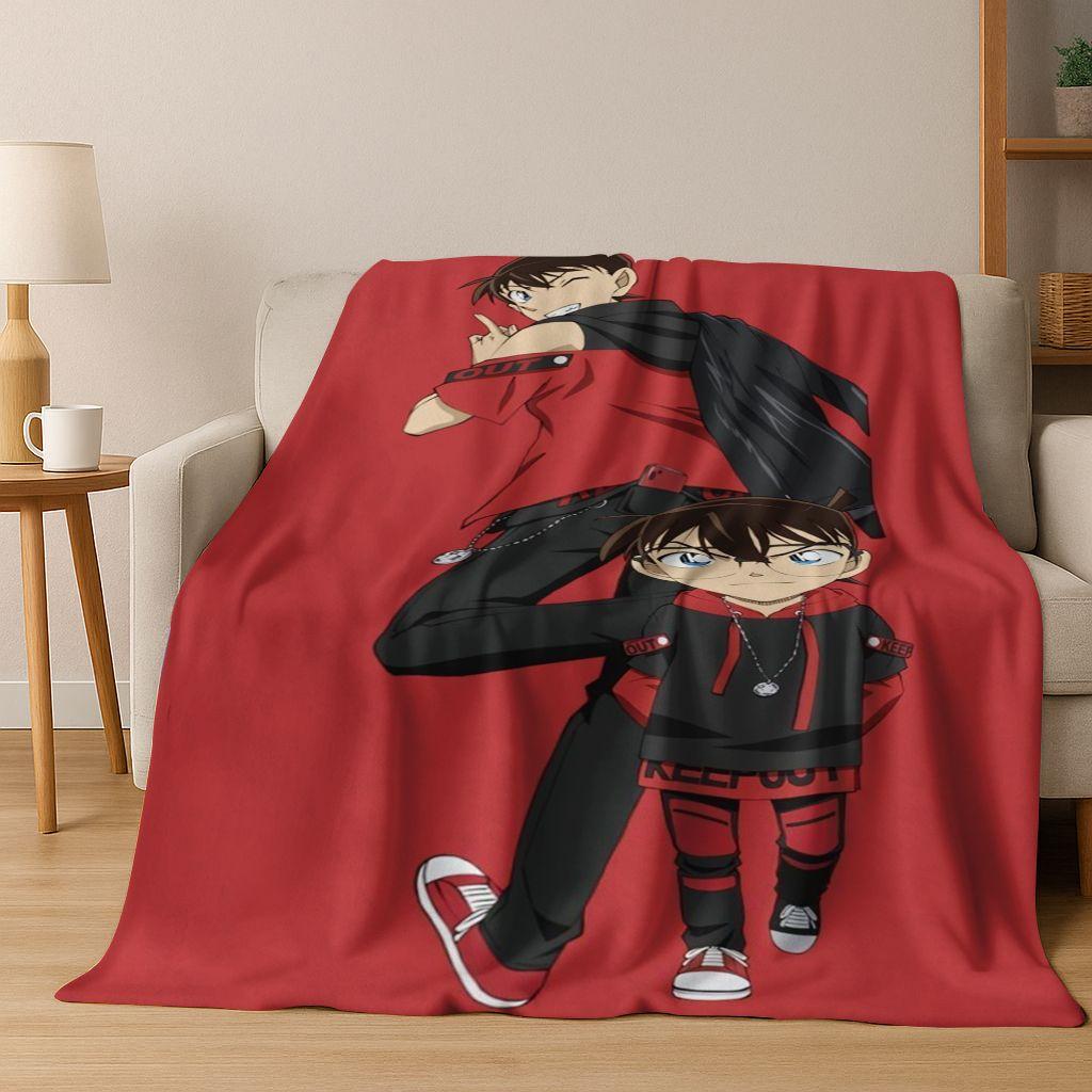 Retro Anime Detective Conan Cartoon Flannel Blanket,Warm and Cozy Soft Throw Blanket for Home Bedroom Bed Sofa Picnic Cover Kids