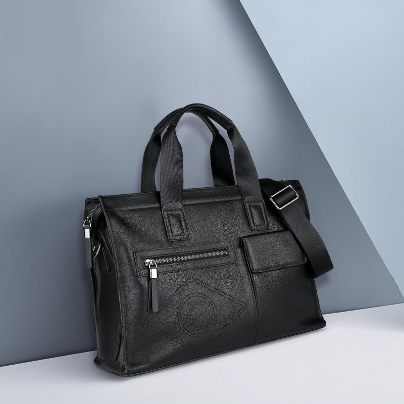 Men's Casual Genuine Leather Briefcase: Fashionable Cowhide Laptop Bag and Large Capacity Business Messenger Handbag