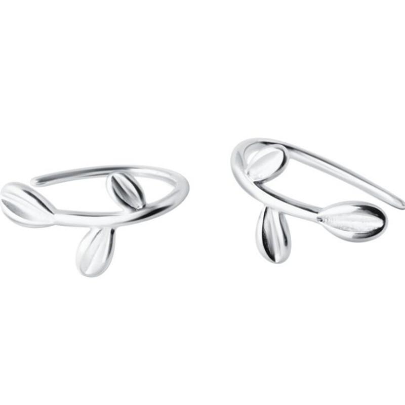 New Arrival Fashion Jewelry Ear Hook 925 Sterling Silver Sweet Leaves Sprout Leaf Simple Women Popular Earrings