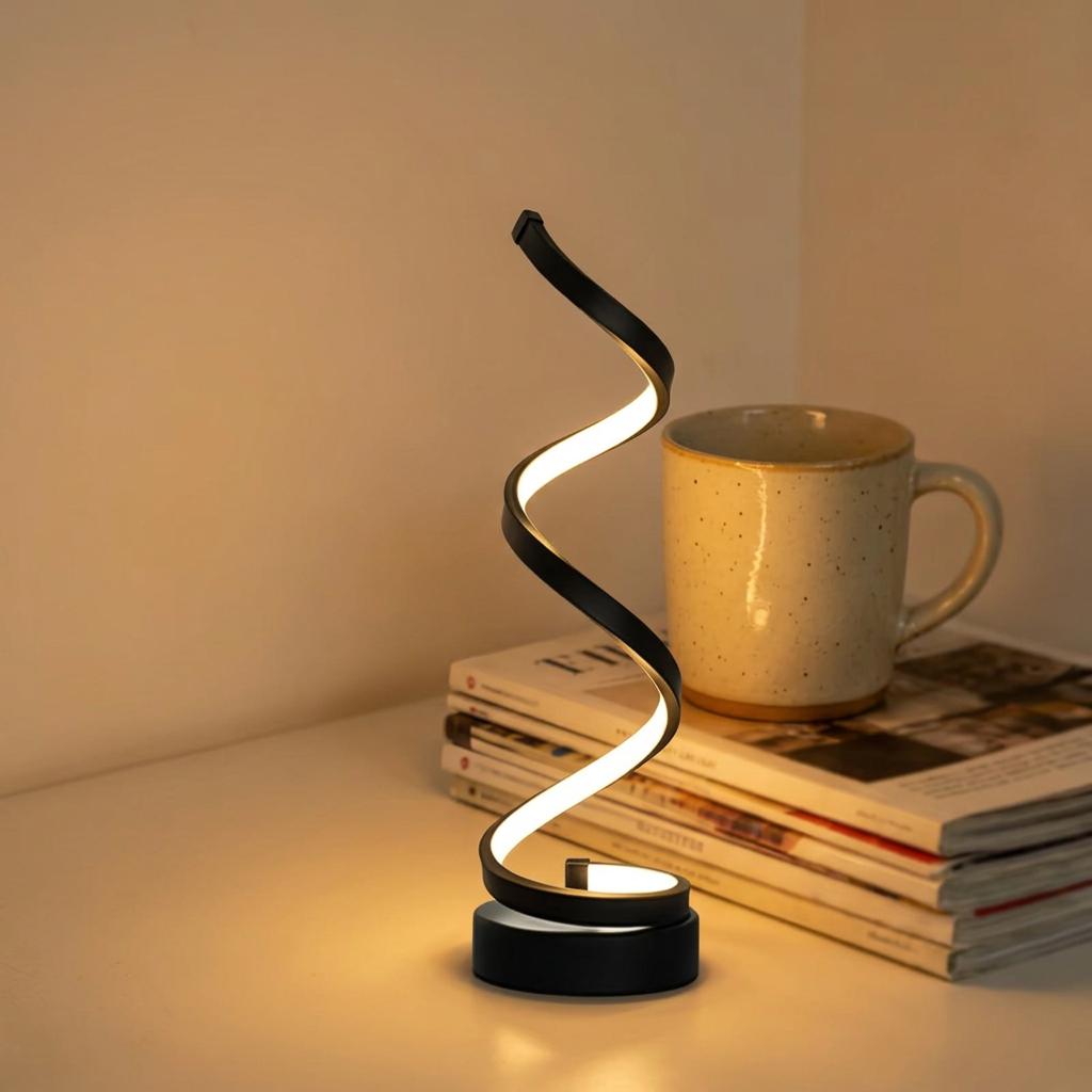 Modern Creative Spiral Table Lamp 3 Colors Dimmable USB LED Night Light for Living Room Office Bar Bedroom Decoration Lighting
