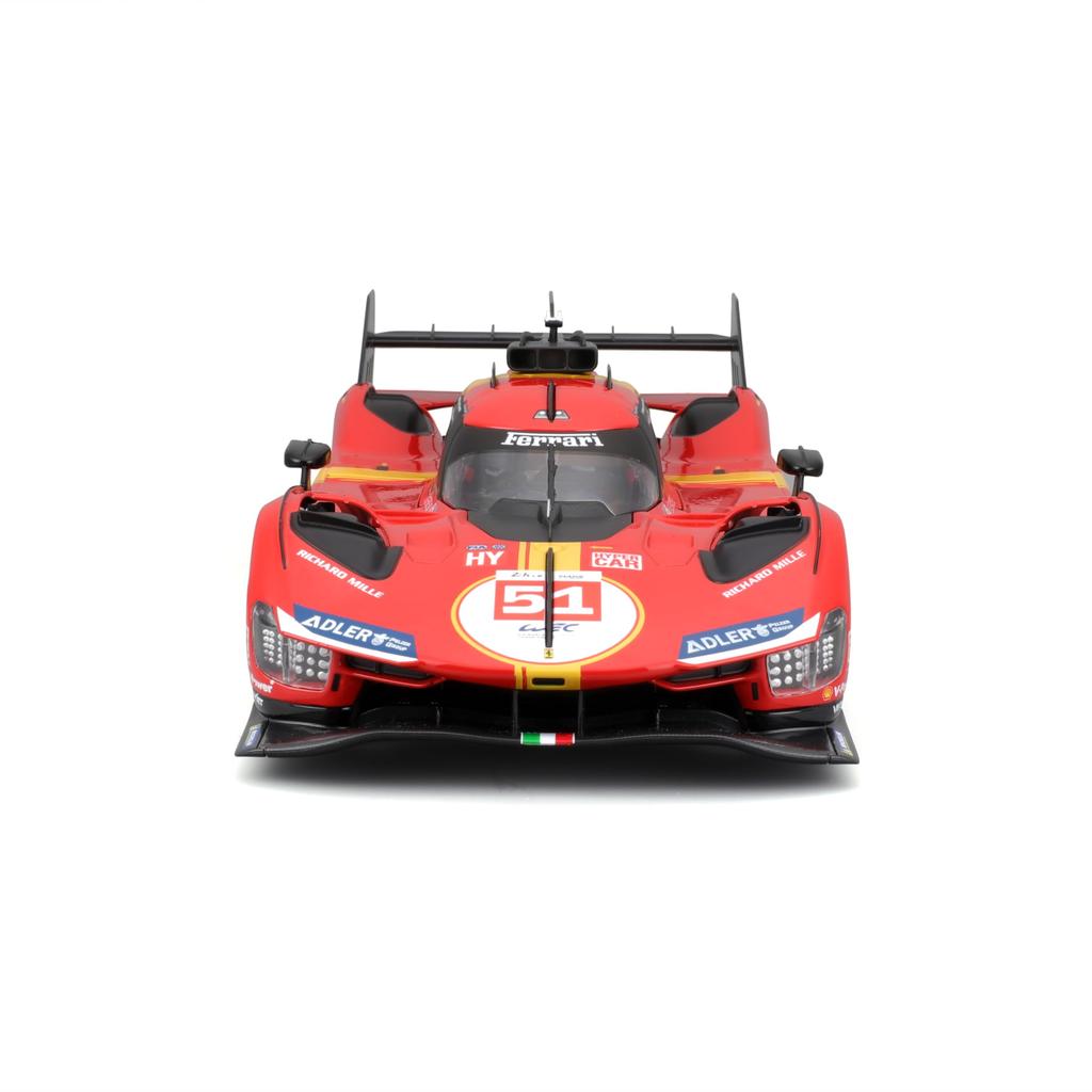 Bburago 1/24 Scale Diecast Model Car of the Ferrari 499P 3.0L Turbo V6 Team Ferrari AF Corse #51, 2023 Le Mans Winner, 18-26309