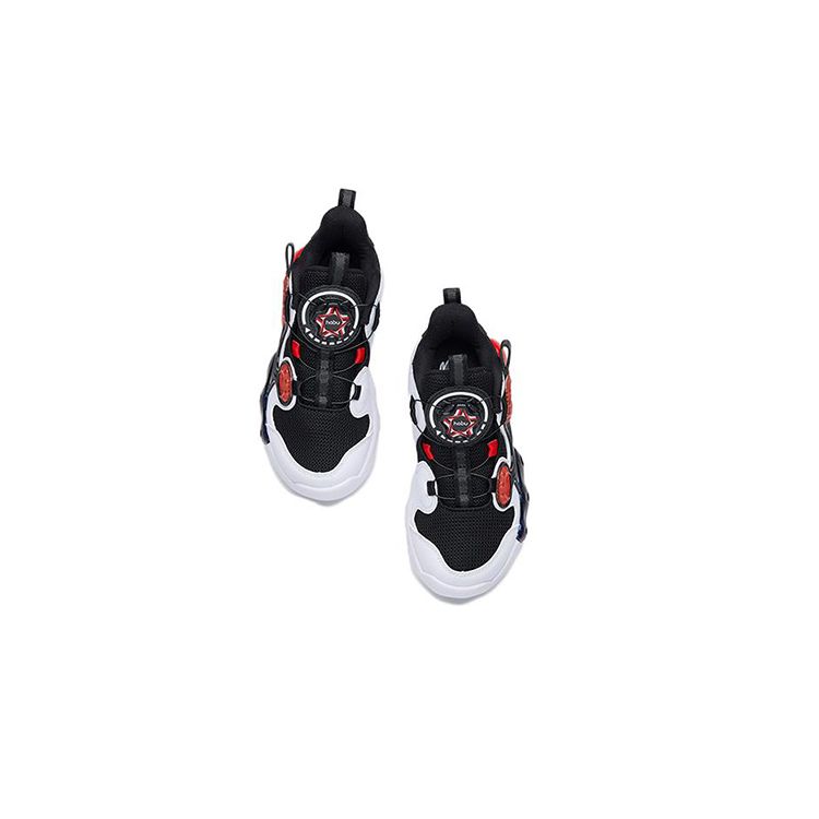 Anta Kids Asymmetrical 2.0 Non-Slip Shock Absorbing Wear-Resistant Low-Top Basketball Shoes Kids sneaker Black White Red 312239953-1
