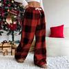 New Style Women's Pants - Winter Edition - Retro Elastic Checkered Straight-leg Loose-fitting Thick and Warm Casual Pants