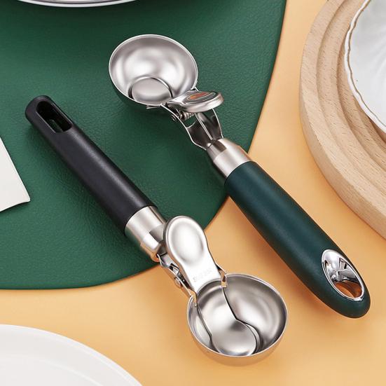 Pohodlná rukojeť Naběračka na zmrzlinu se zařízením na vybírání kuliček Otvor pro zavěšení Multifunkční Nerezová lžíce na těsto na sušenky Nástroj na dezerty