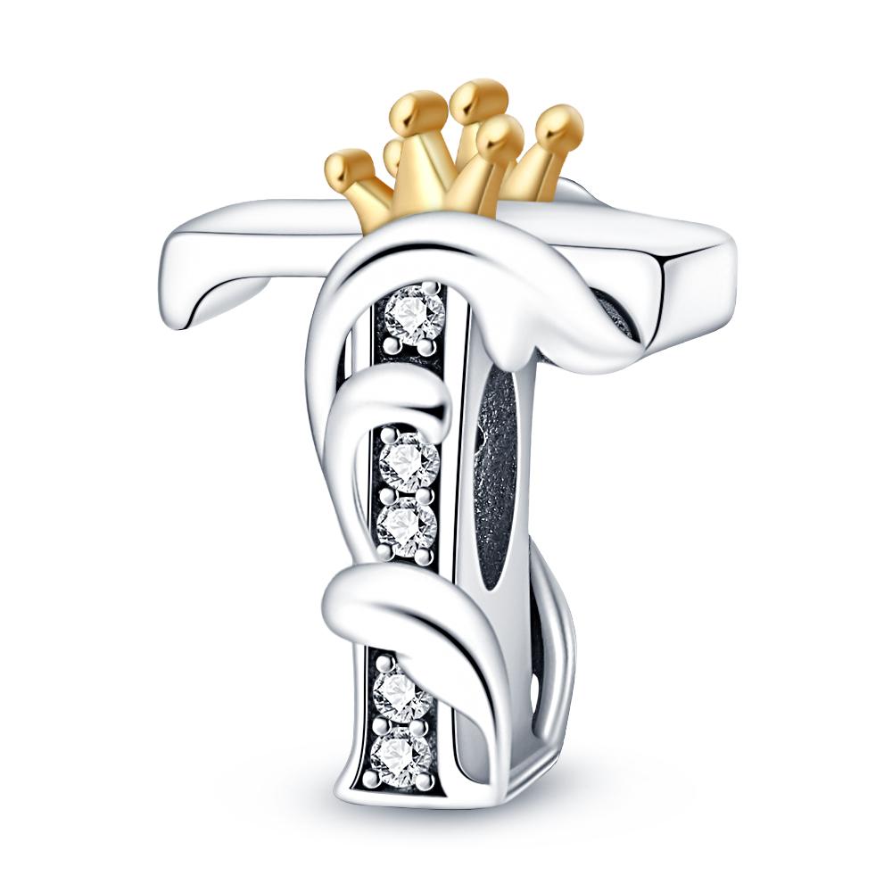 Flower Shape 26 Alphabet Letters Charm Pendant Beads For Original Brand Bracelet Diy Jewelry Making Birthday Gift