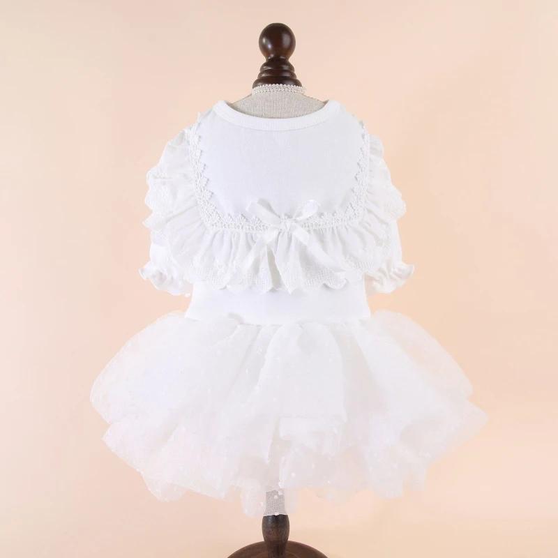 

Dog Wedding Dress Summer Pet Dresses Cat Pomeranian Maltese Bichon Poodle Schnauzer Dog Clothes Party Dog Clothing Costume Tutu S белый