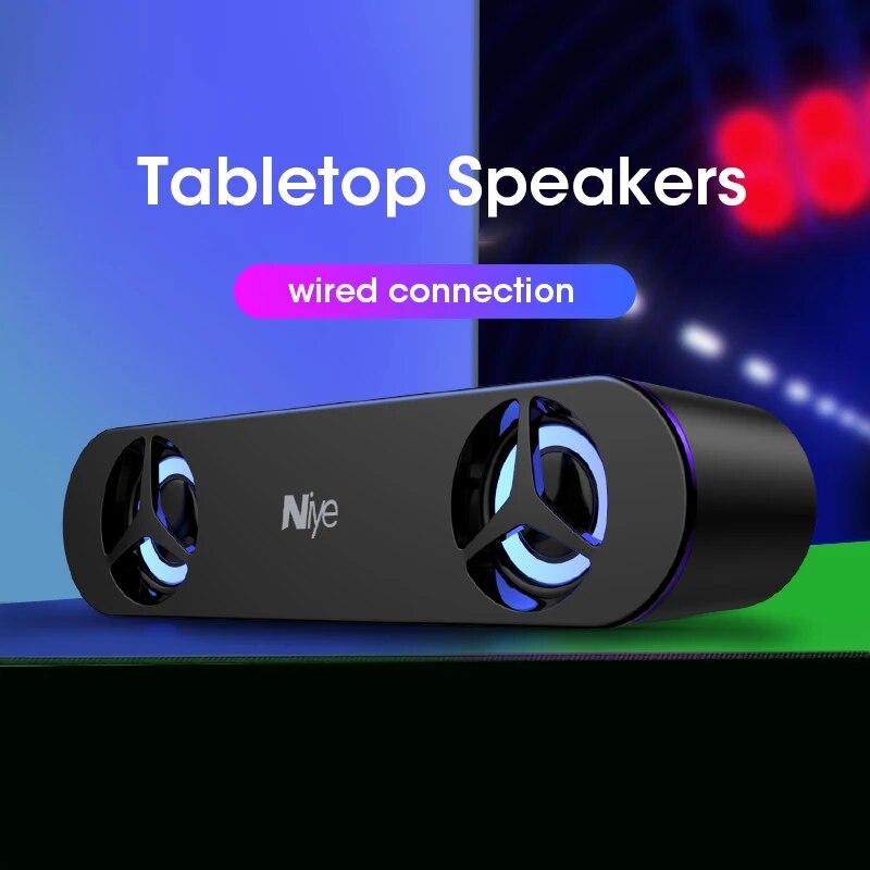 4D Surround Soundbar With RGB Light Speakers Computer Stereo Bass Subwoofer Speaker for Laptop PC Home Theater Caixa De Som