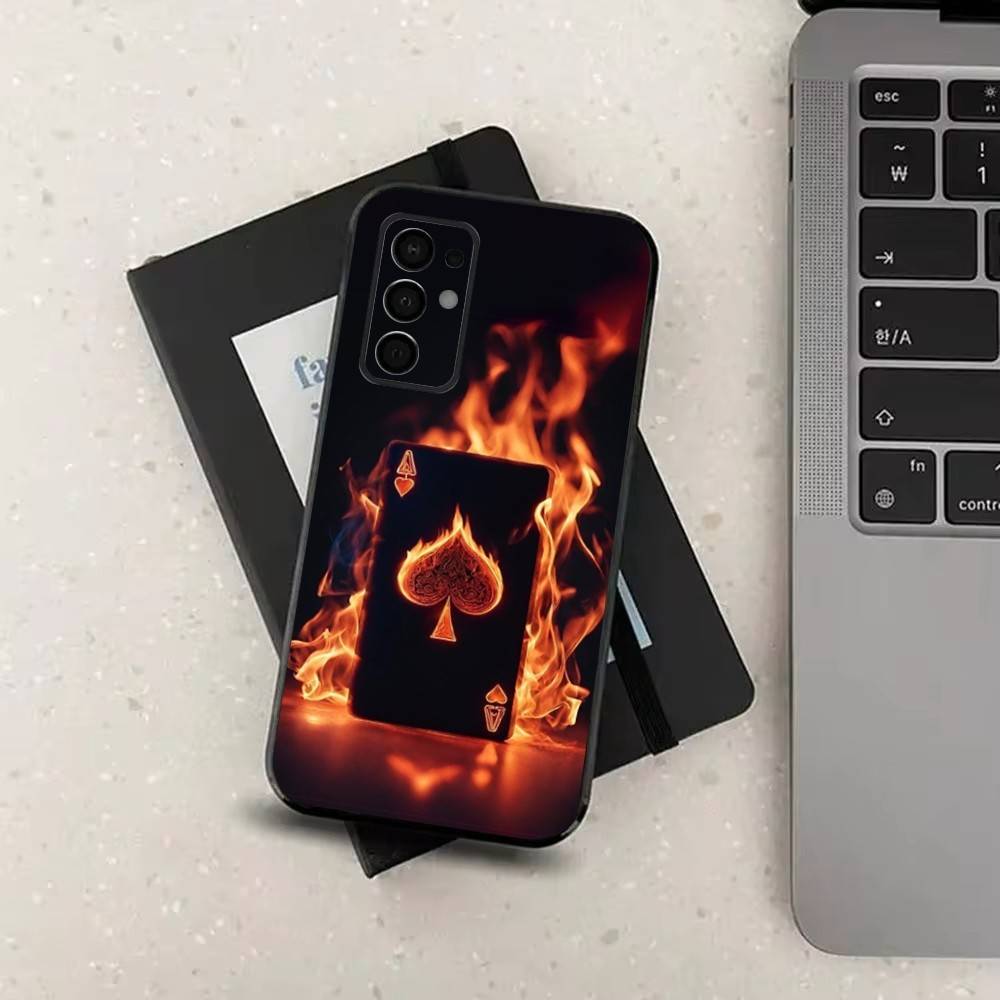 Poker Dream Ace For Samsung Galaxy A73,31,Note,22,71,53,32,72,41,8,9,52,J7,Soft Black Silicone Cover Case
