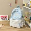 Schoolbag Korean Sweet Plaid Backpack Female Junior High School High School Student School Bag Lace Large Capacity Lightweight Backpack