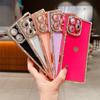 Luxury Diamond Glitter Love Heart Phone Case For iPhone 13 14 15 16 Pro Max Plus Fashion Plating Soft Shockproof Bumper Cover