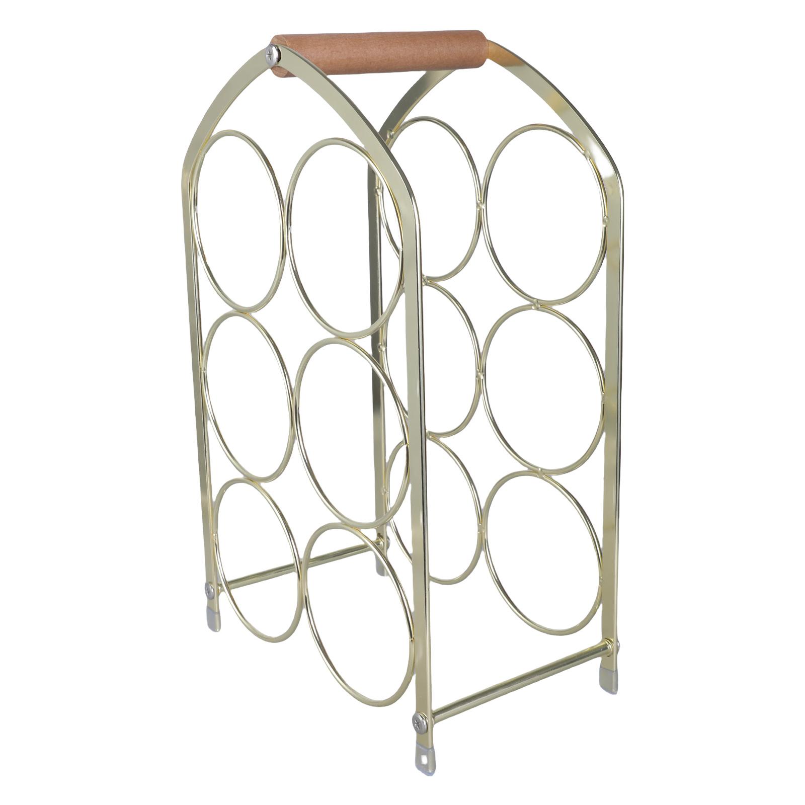 

Элегантная винная стойка в виде птичьей клетки для дома или кухни 3 яруса Подставка-держатель для винных бутылок Компактная настольная полка для хранения золотой