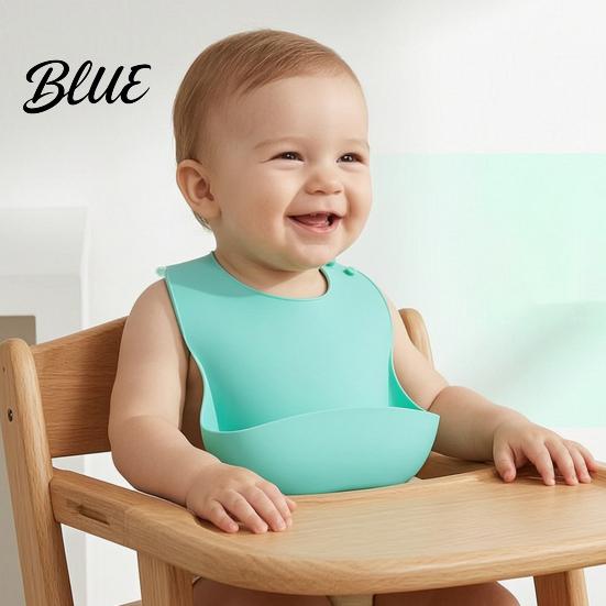 Non Irritating Silicone Bibs for Summer Baby Bib Waterproof Soft Adjustable Feeding Durable Comfortable Sensitive Skin Large Pocket Food Catch