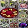 1 Stück bemalte Pflanzen Rose Pfingstrose bedruckter runder Teppich, Fußmatte für Zuhause, Outdoor-Reiseschutzteppich