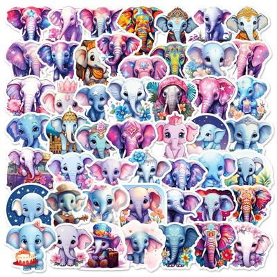 50 Elefanten Aufkleber Cartoon Niedlich Gemaltes Elefantenmuster Dekorativ Handbuch Notizbuch Handyhülle