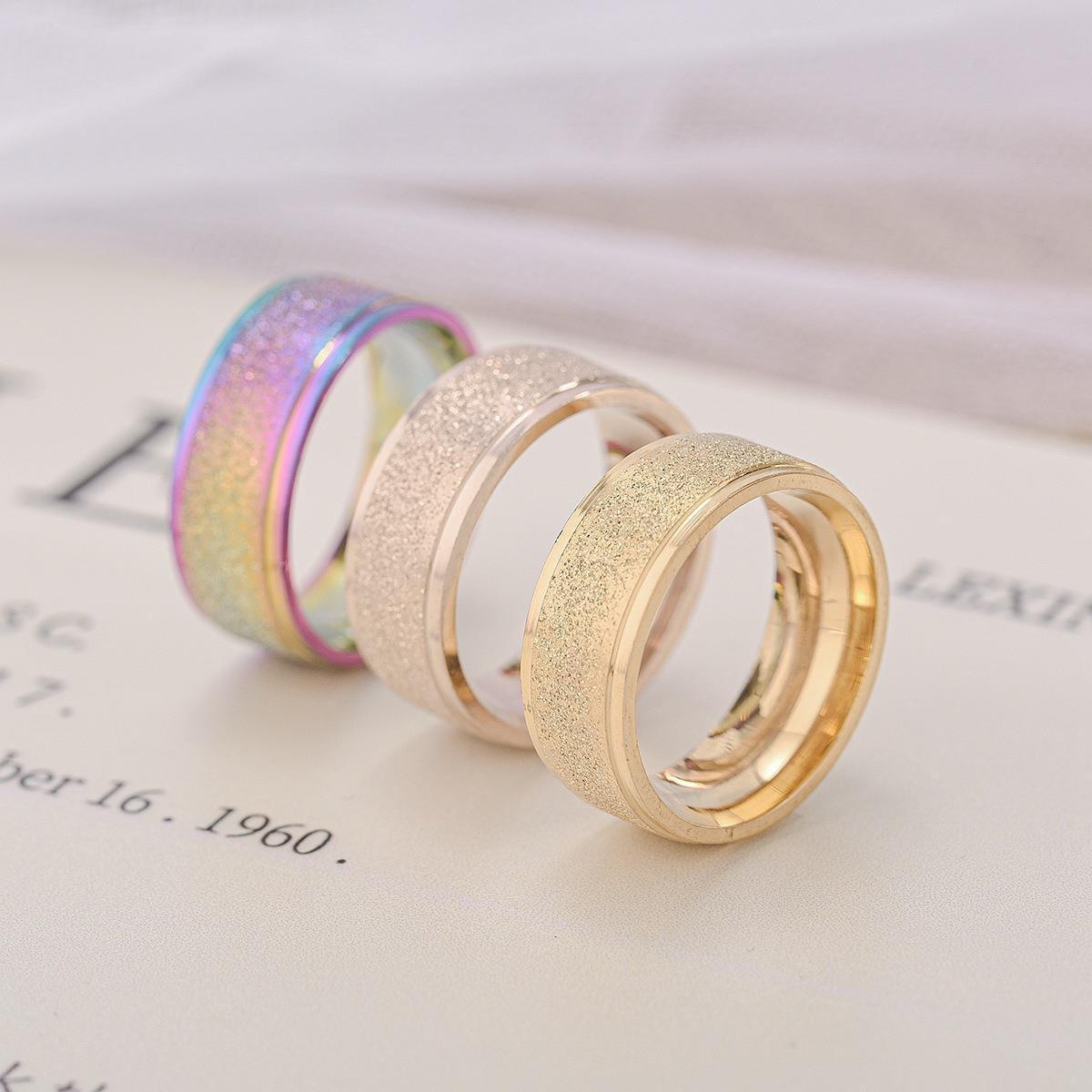 

European & American Korean Style Frosted Titanium Steel Couple Rings Size 9