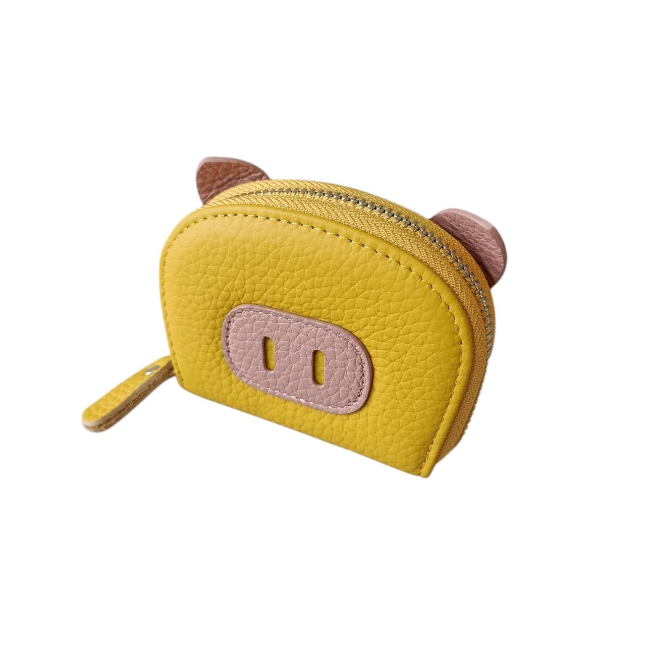 

[Сиреневый] Мини-кошелек из натуральной кожи с гармошкой для карт и мотивом свиньи (желтый)