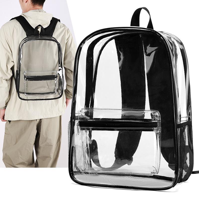 Schoolbag Transparent Backpack Women's Korean Version Large Capacity Student Schoolbag Fitness Bag Fashion Trend Men's and Women's PVC Waterproof 