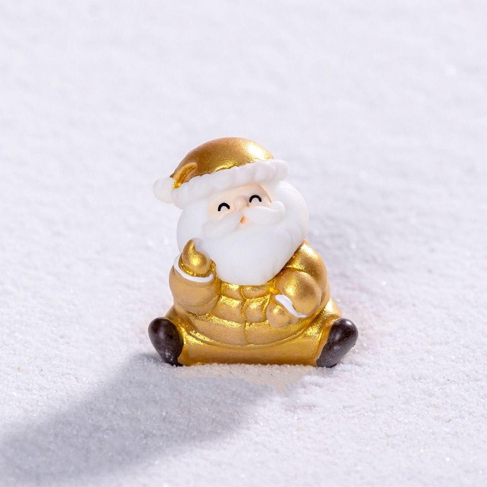 10pcs Cartoon Christmas Elderly Sled Figurine Cute DIY Mini Santa Claus Ornament Handmade Resin Crafts Santa Claus Statue